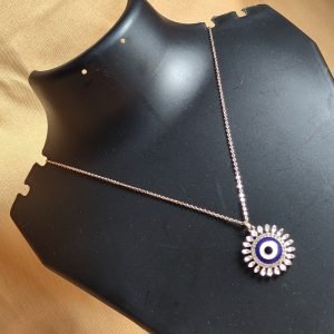 Elegant Evil Eye Pendant Necklace with Crystal Accents