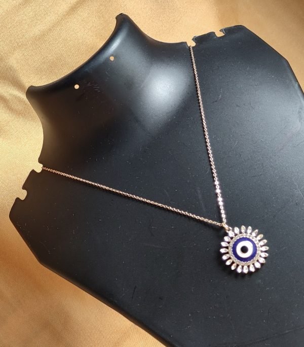 Elegant Evil Eye Pendant Necklace with Crystal Accents