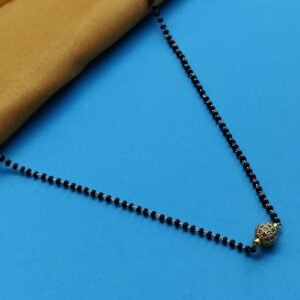Classic Black Bead Mangalsutra with Golden Bead Pendant