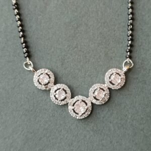 Sparkling American Diamond-Studded Mangalsutra with Matching Earrings
