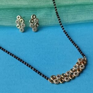 Modern American Diamond-Studded Mangalsutra with Matching Earrings