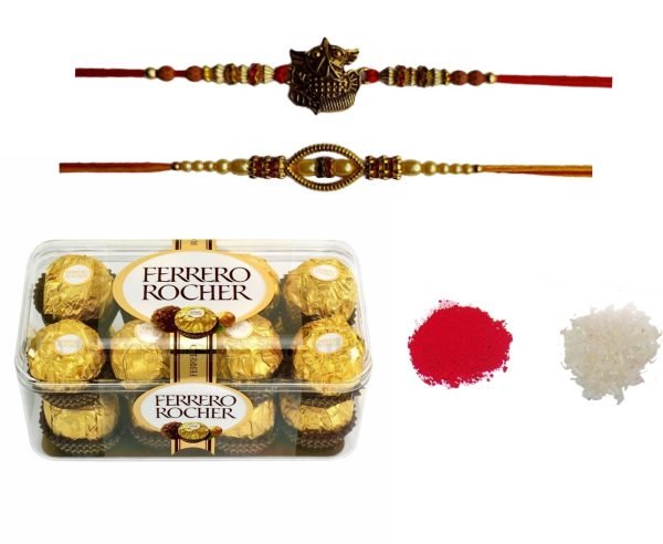 Premium Rakhi Gift Hamper with Ferrero Rocher Chocolates & Traditional Ritual Essentials