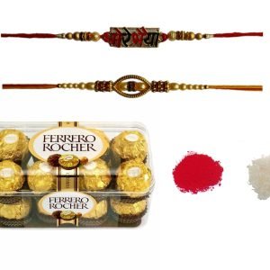 Bhai Rakhi Gift Hamper with Ferrero Rocher & Ritual Essentials