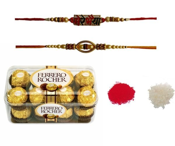 Bhai Rakhi Gift Hamper with Ferrero Rocher & Ritual Essentials