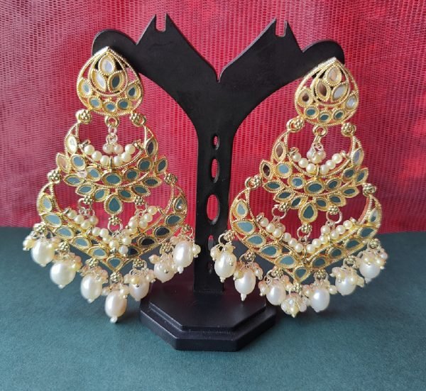 Royal Multi-Layered Kundan Earrings with Pearl Drops