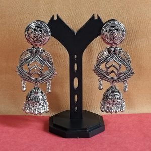 Oxidised Silver Traditional Jhumka Earrings