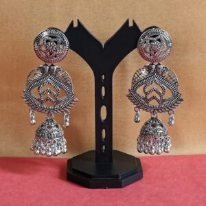 Oxidised Silver Traditional Jhumka Earrings