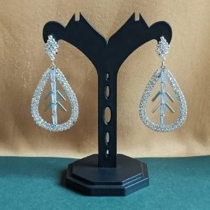 Elegant Silver Tear Drop Crystal Earrings