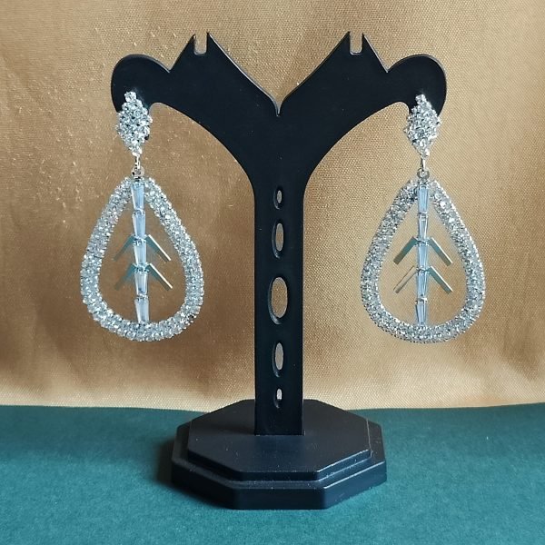 Elegant Silver Tear Drop Crystal Earrings