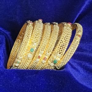 Traditional Gold-Plated Bangles with Stone Detailing