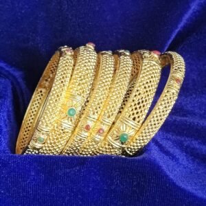Traditional Gold-Plated Bangles with Stone Detailing