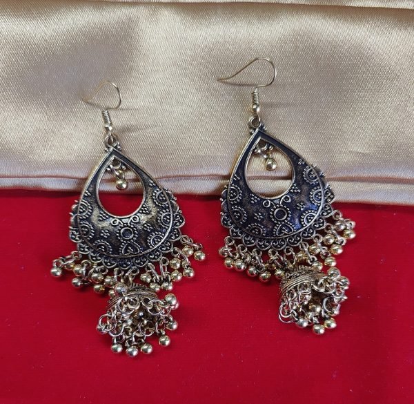 Antique Gold-Toned Jhumka Earrings