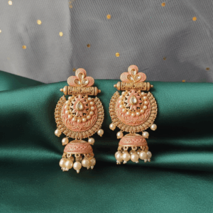 Antique Gold-Plated Chandbali Jhumka Earring