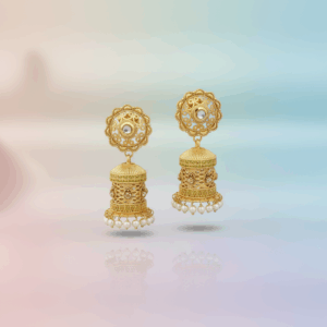 Regal Antique Gold Jhumka Earrings with Intricate Filigree
