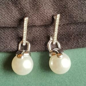 Elegant Silver-Toned Bar Drop Earrings For Woman