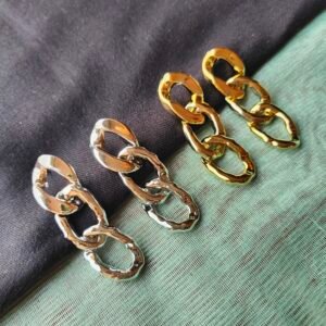 Bold Chunky Chain Link Drop Earrings – Gold & Silver Finish