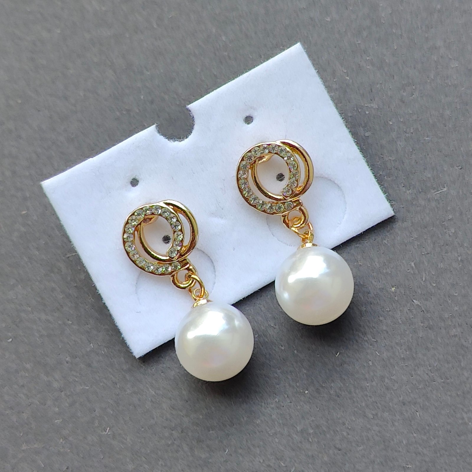 Elegant Heart & Circle Pearl Drop Earrings – Gold & Silver Finish Description: - Image 2
