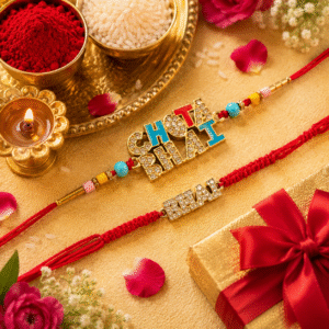 Chota Bhai & Bhai Designer Rakhi Combo with Roli & Chawal Pack