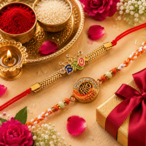 BRO Designer Rakhi Combo with Roli & Chawal Pack