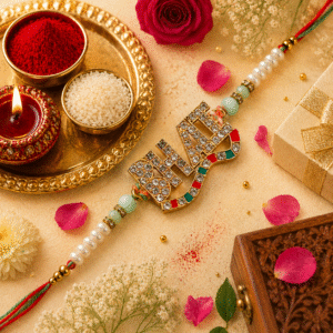 Bhai Crystal Designer Rakhi with Roli & Chawal